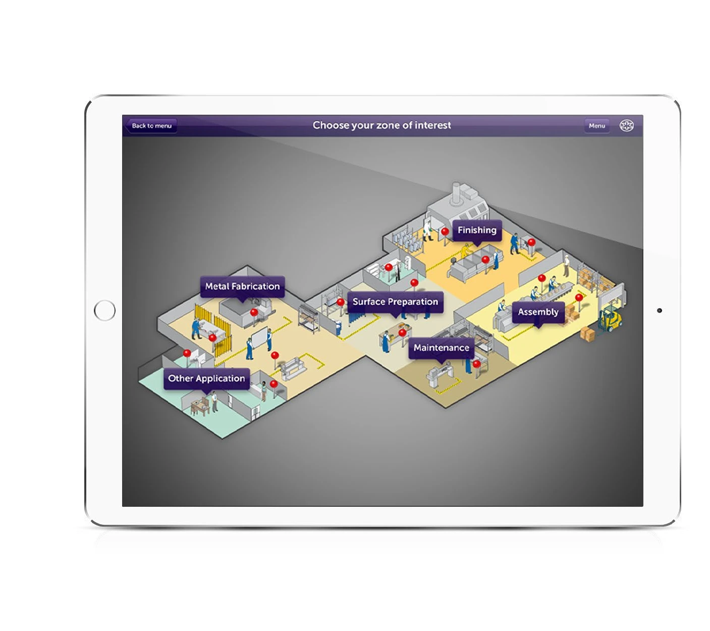 Efficient Workplace iPad-App mit industrieller Arbeitsplatzübersicht